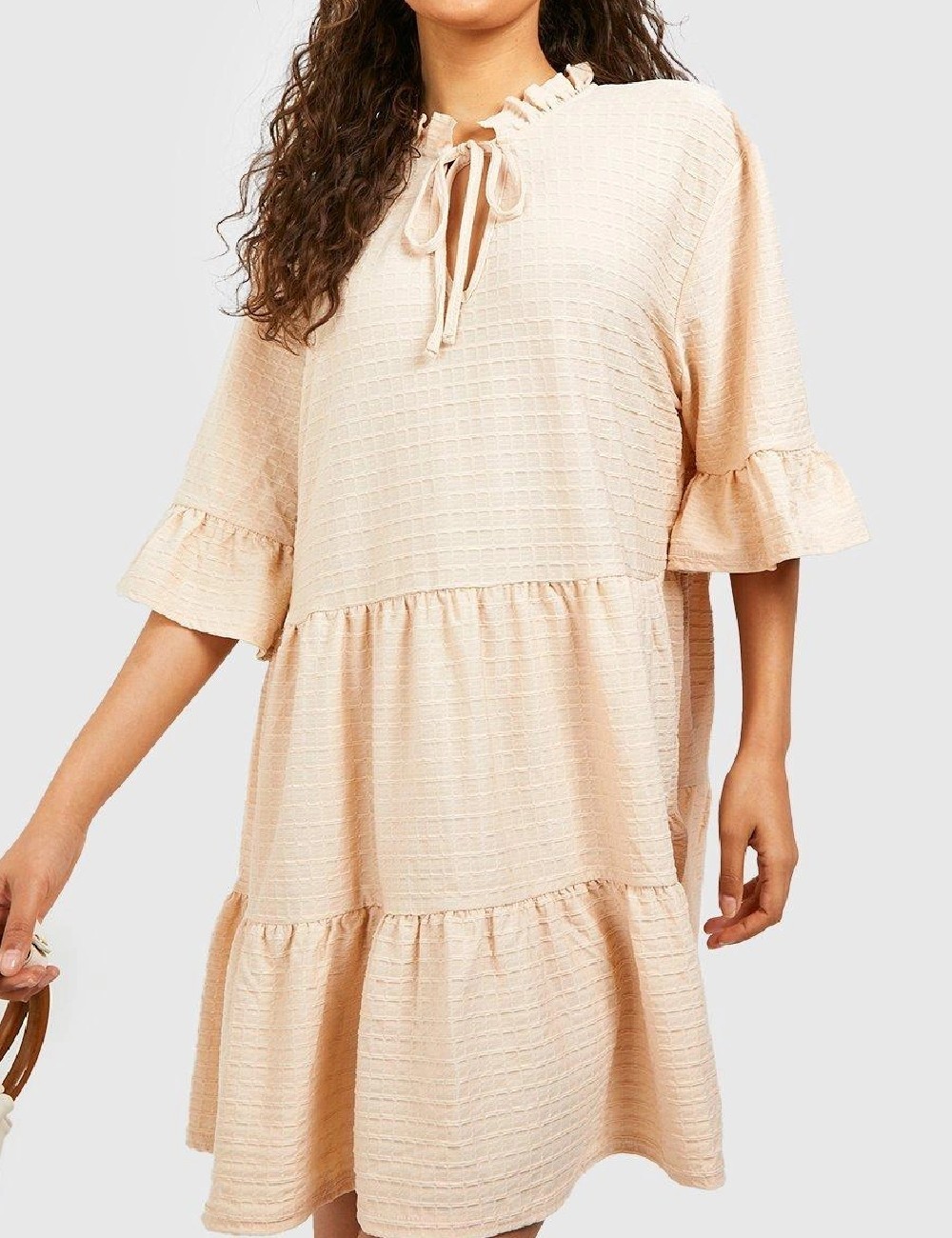 Rochie scurta Boohoo, crem - 1 | YEO