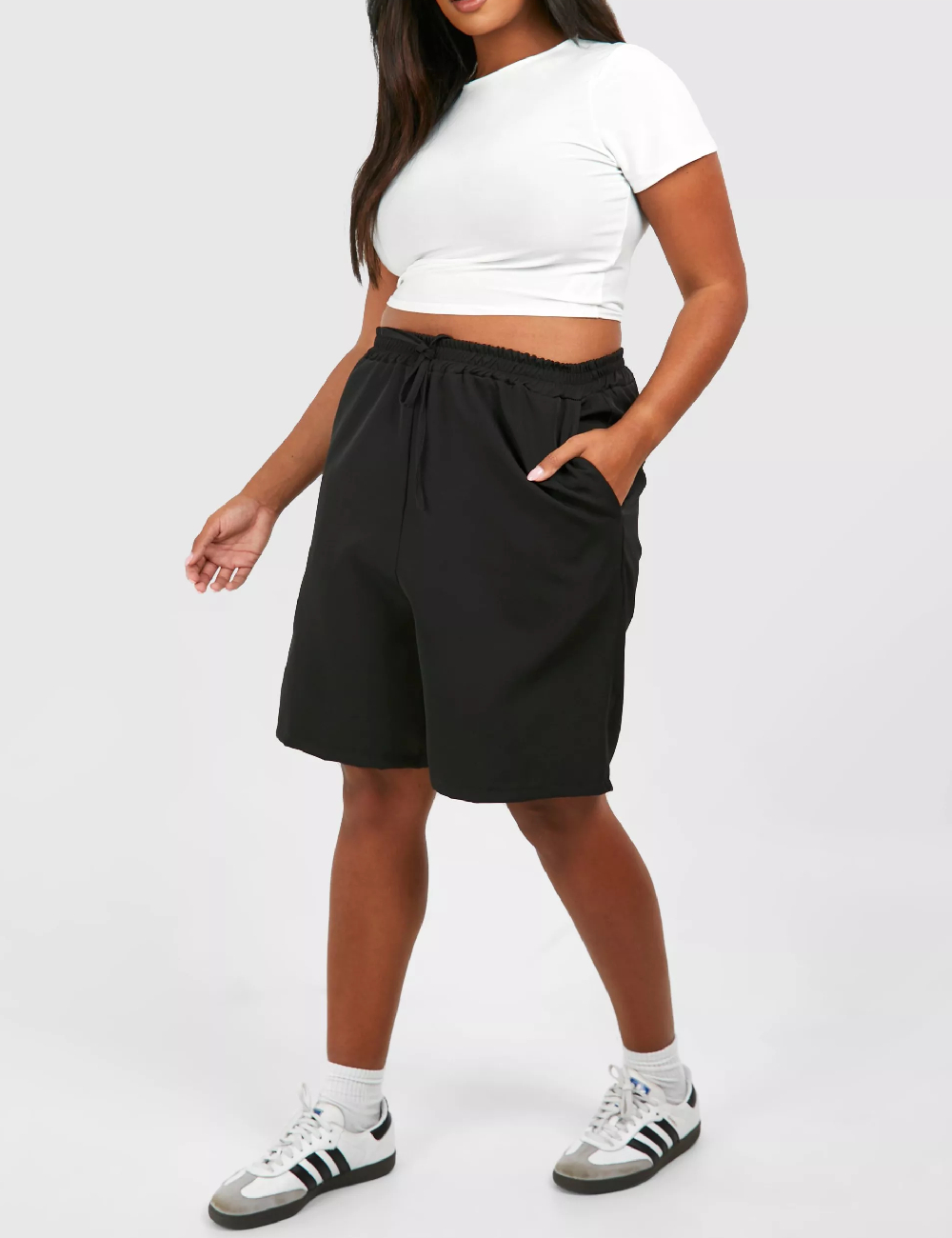 Pantaloni scurti Boohoo Plus Size, negru