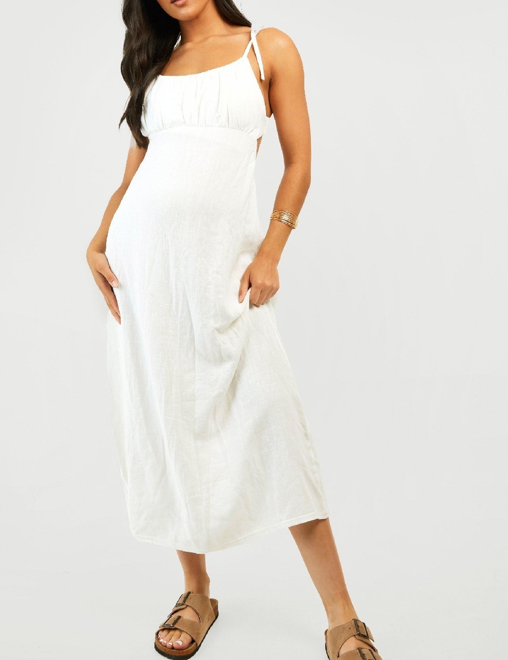 Rochie lunga Boohoo maternity, ecru - 1 | YEO