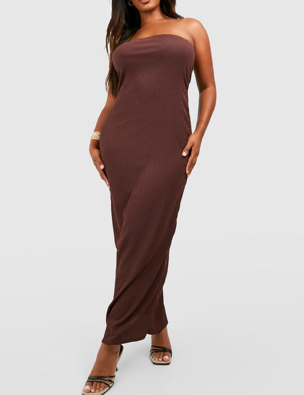Rochie lunga Boohoo Plus Size, maro