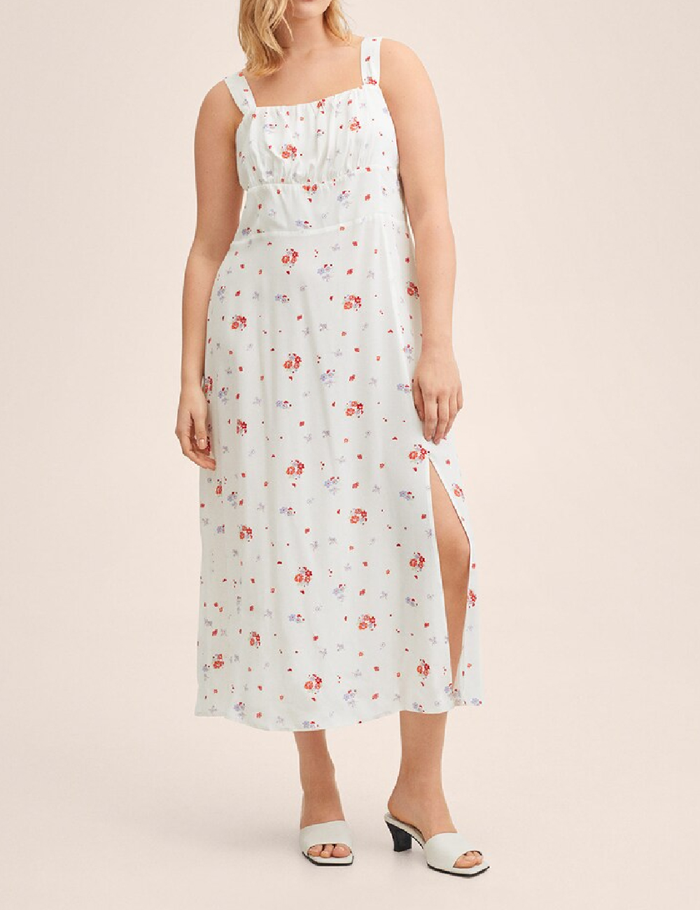 Rochie medie Mango Violeta, alb