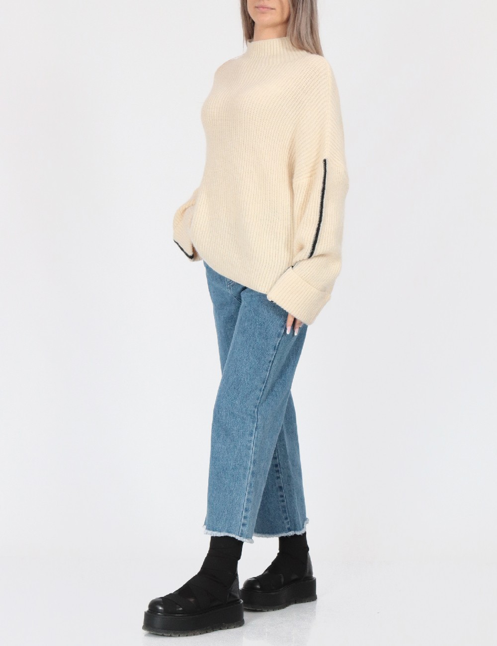 Pulover Oversize Noisy May, crem - 1 | YEO