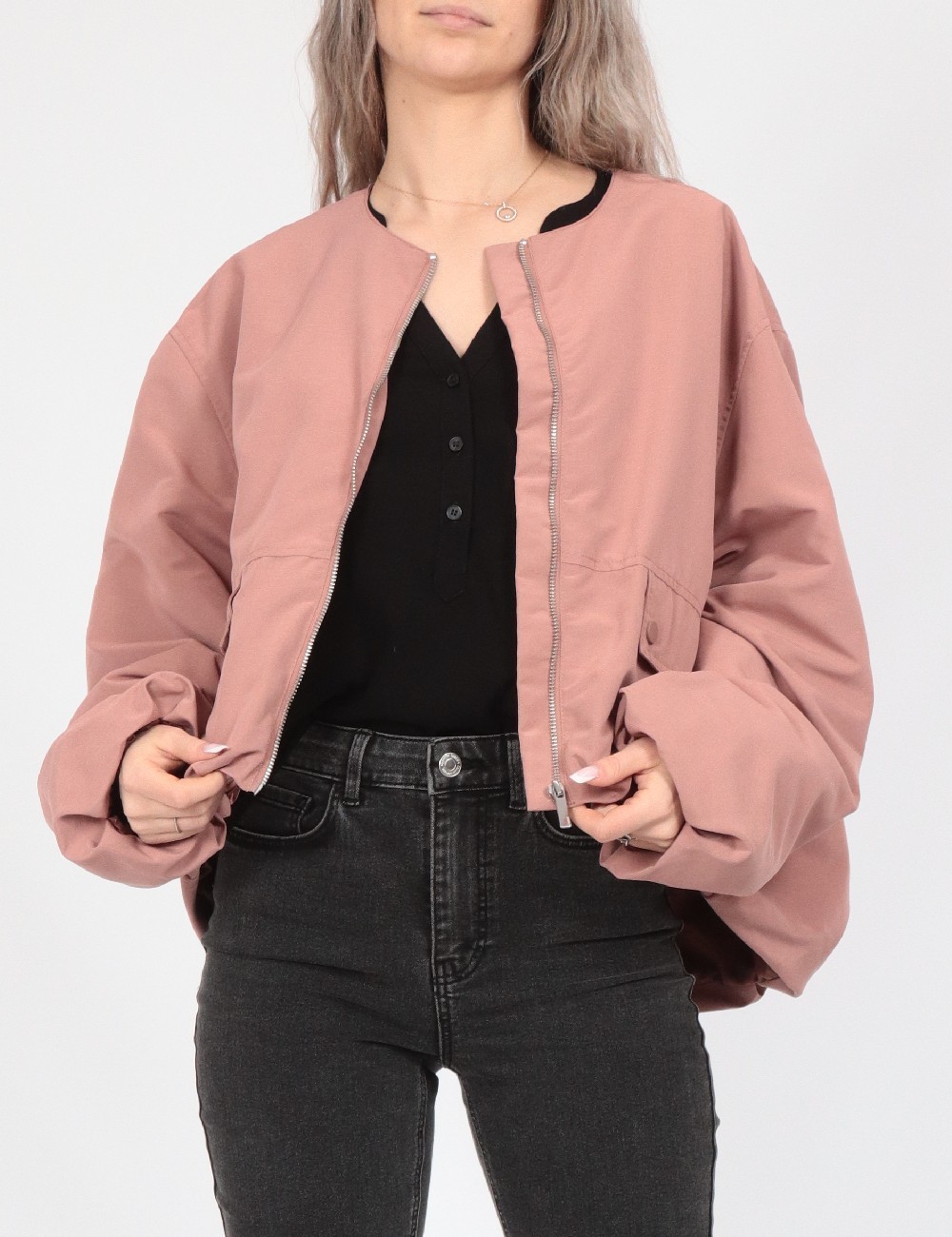 Jacheta Oversize Only, roz pudra - 1 | YEO