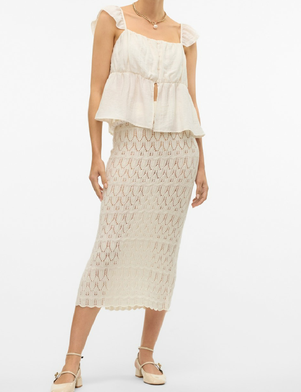 Fusta Vero Moda, crem