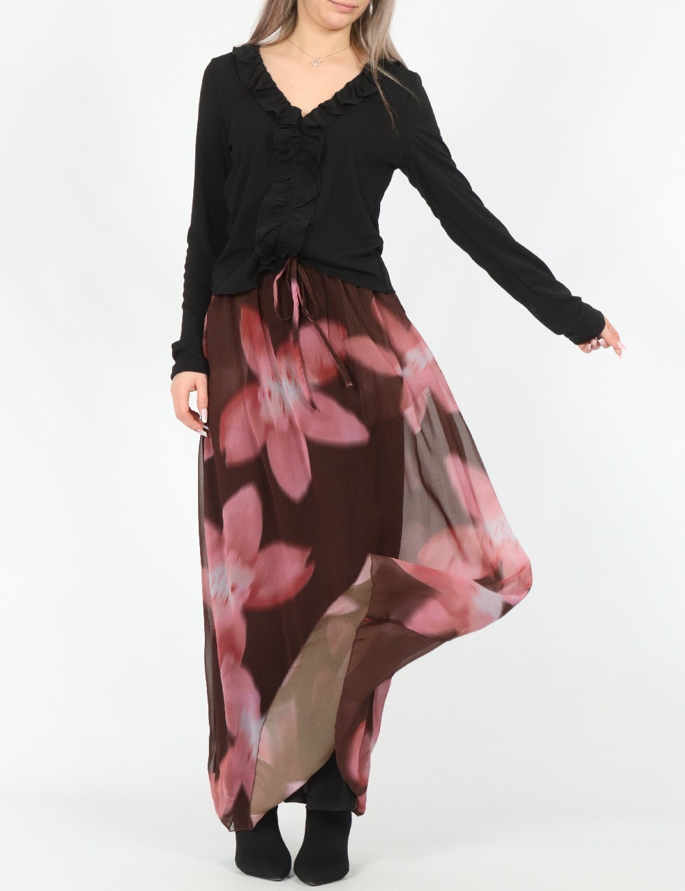 Fusta Vero Moda, maro/roz - 1 | YEO