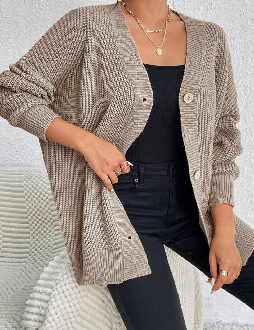Cardigan SHEIN, maro