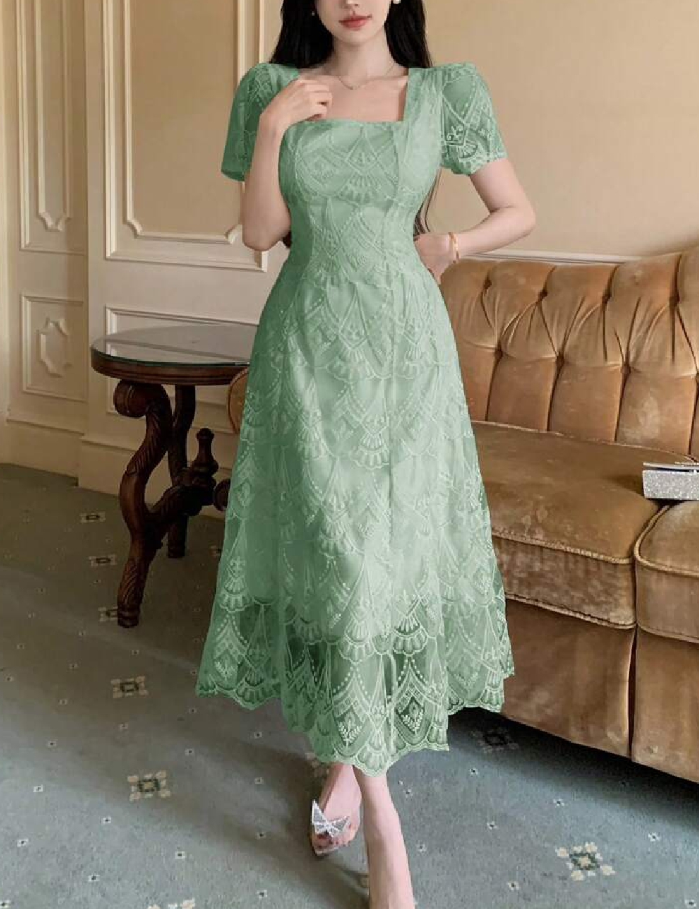 Rochie medie Dazy, verde