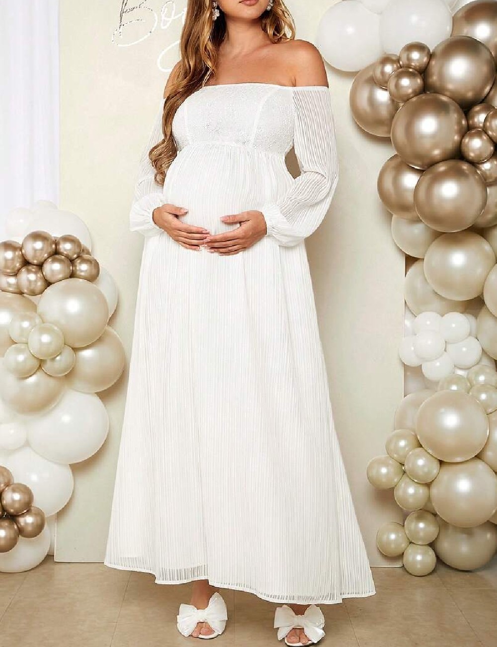 Rochie lunga SHEIN Maternity, alb - 1 | YEO