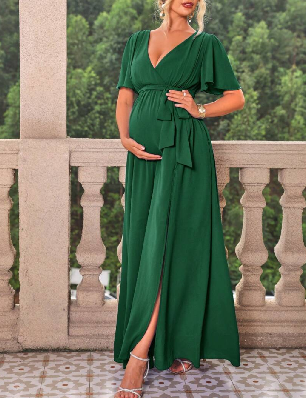 Rochie lunga SHEIN Maternity, verde
