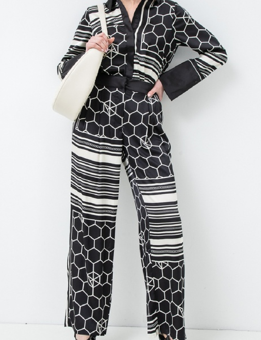 Pantaloni Vero Moda, negru/alb