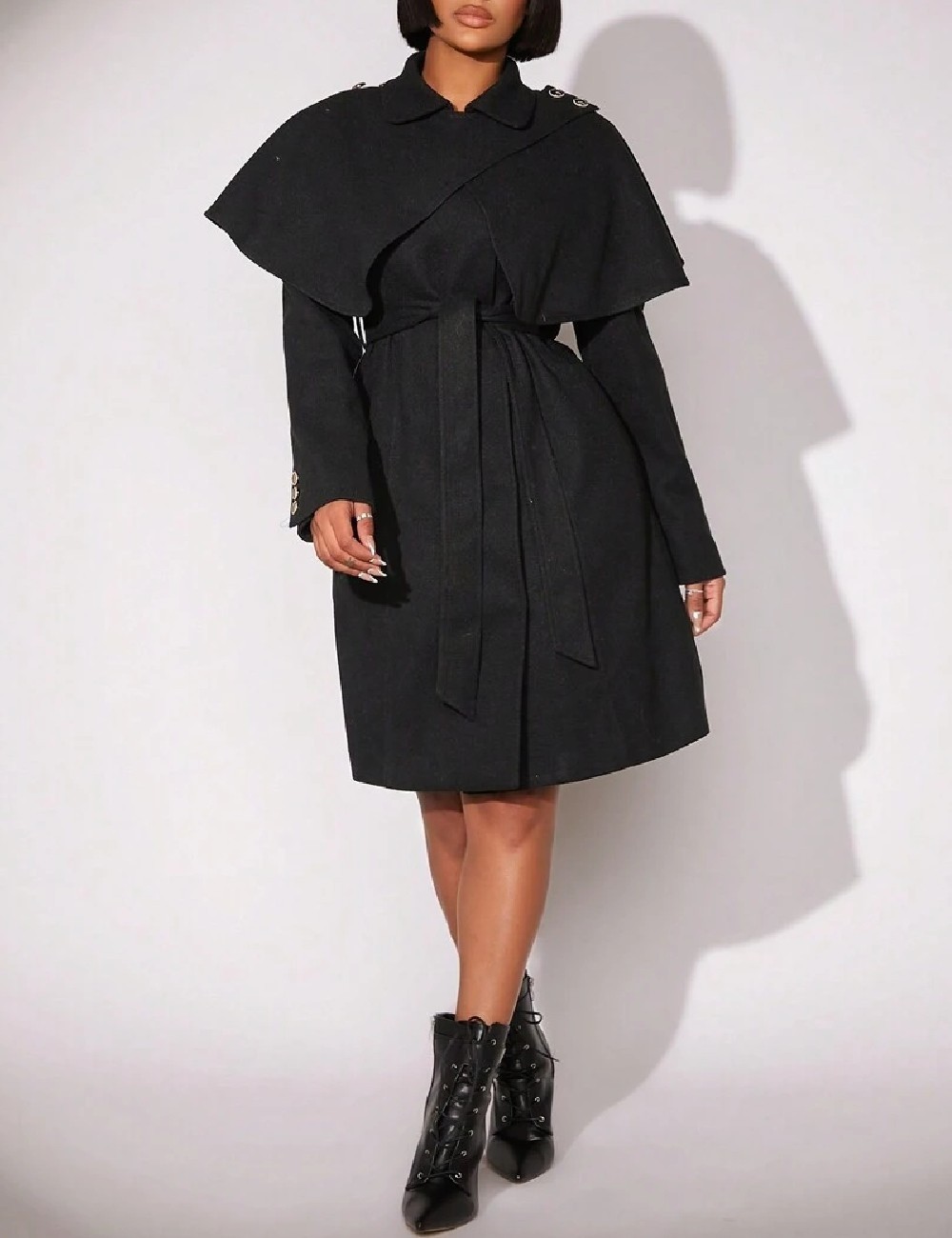 Palton SHEIN, negru - 1 | YEO