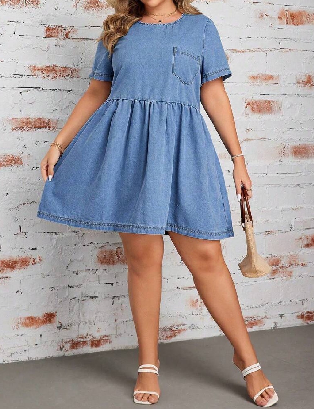 Rochie scurta SHEIN CURVE, albastru - 1 | YEO