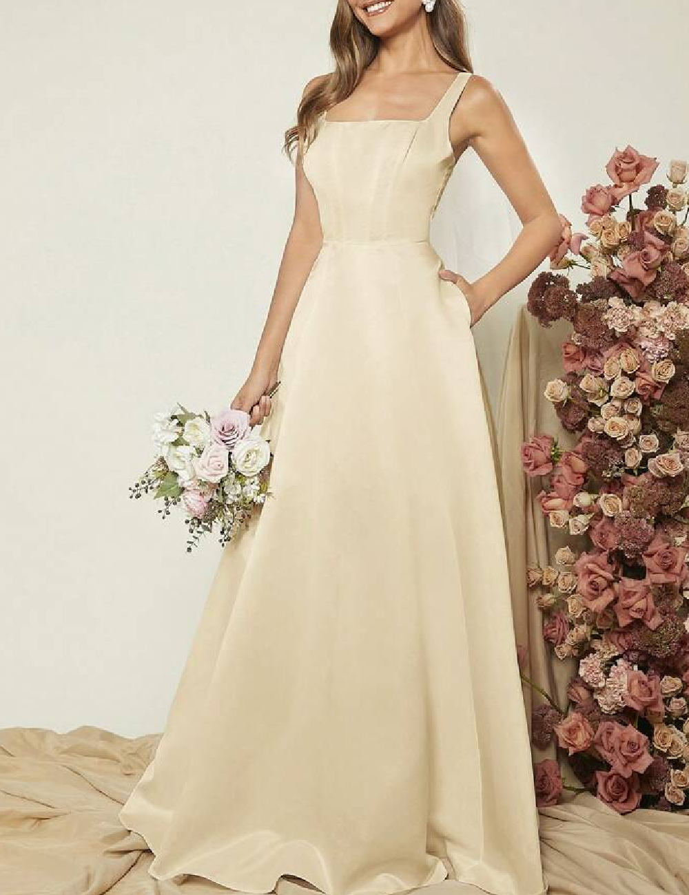 Rochie lunga SHEIN, crem