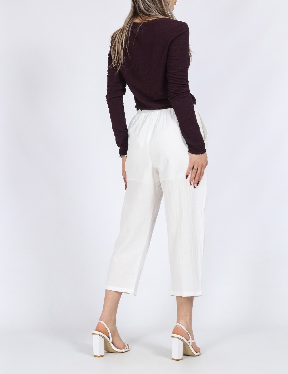 Pantaloni trei sferturi Emery Rose, alb - 1 | YEO