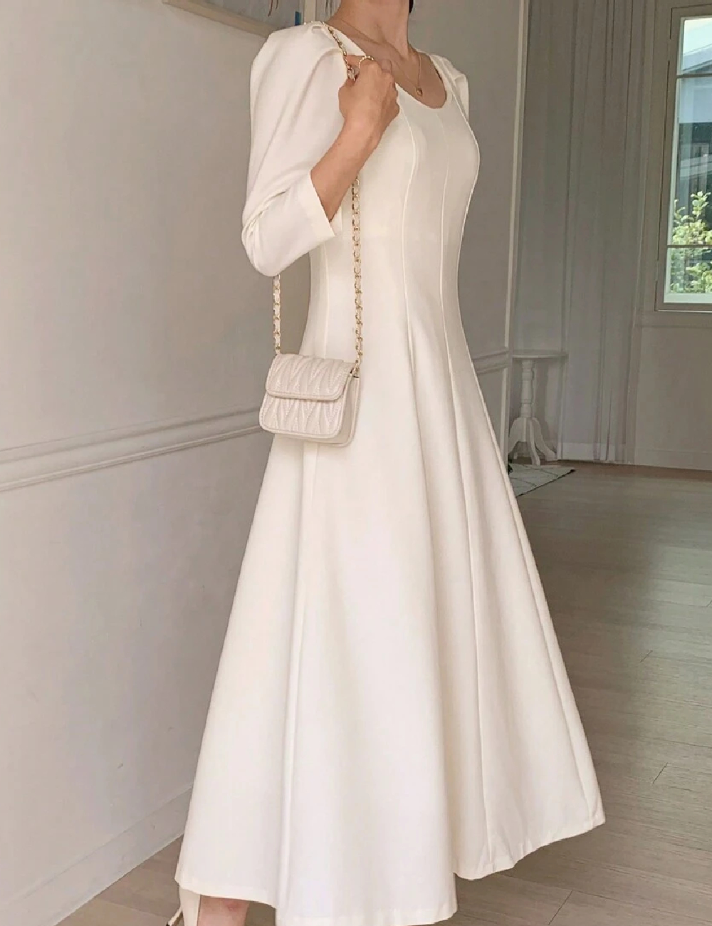 Rochie lunga Dazy, alb