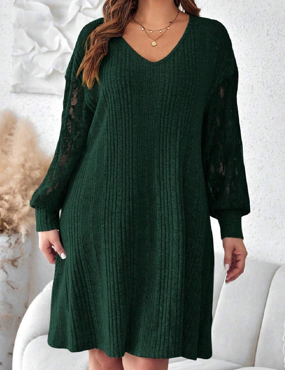 Rochie scurta SHEIN CURVE, verde - 1 | YEO