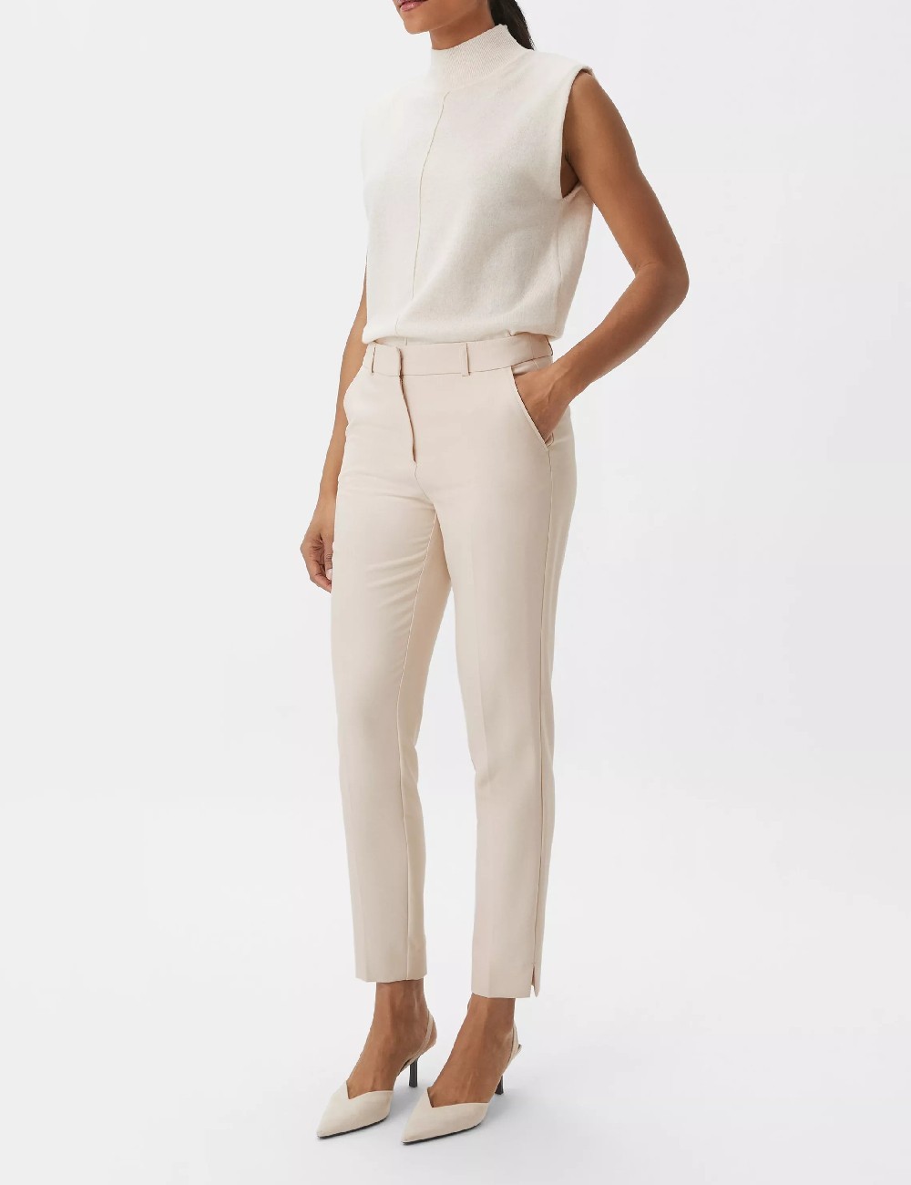 Pantaloni Comma, ecru - 1 | YEO