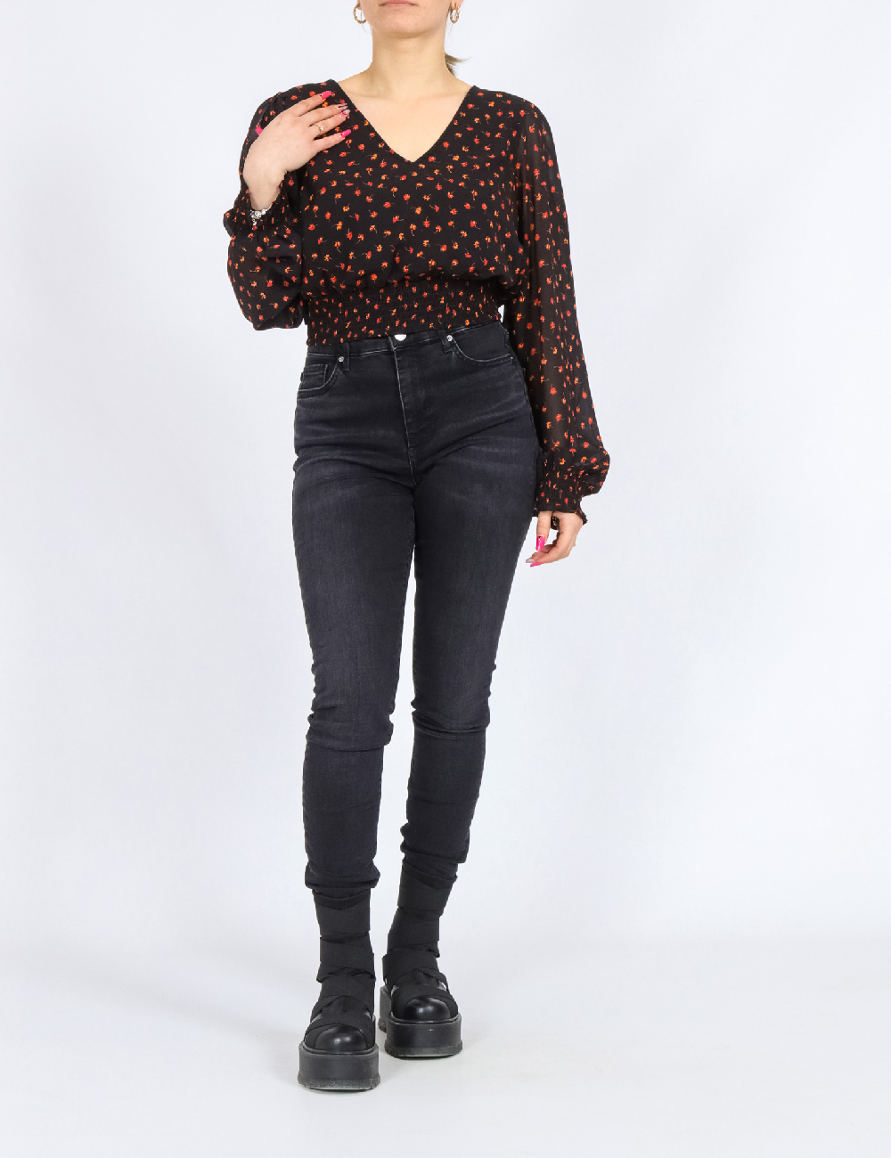 Top only, negru/caramiziu