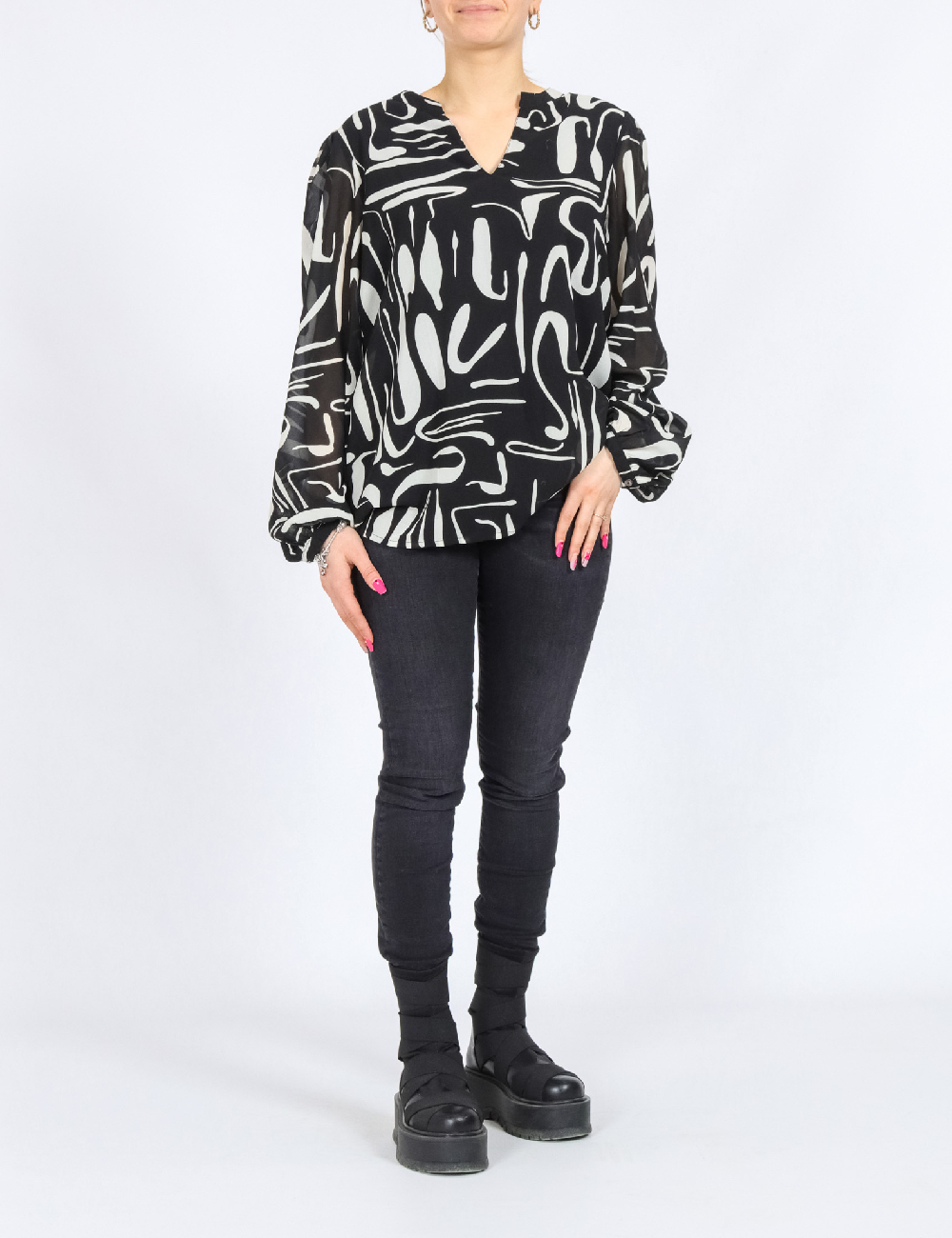 Bluza Only, alb/negru
