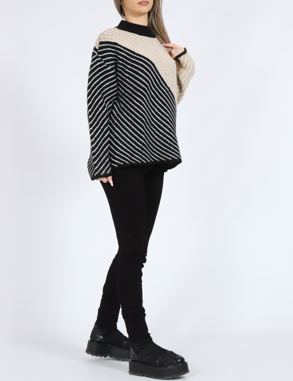 Pulover Only, negru/crem - 1 | YEO