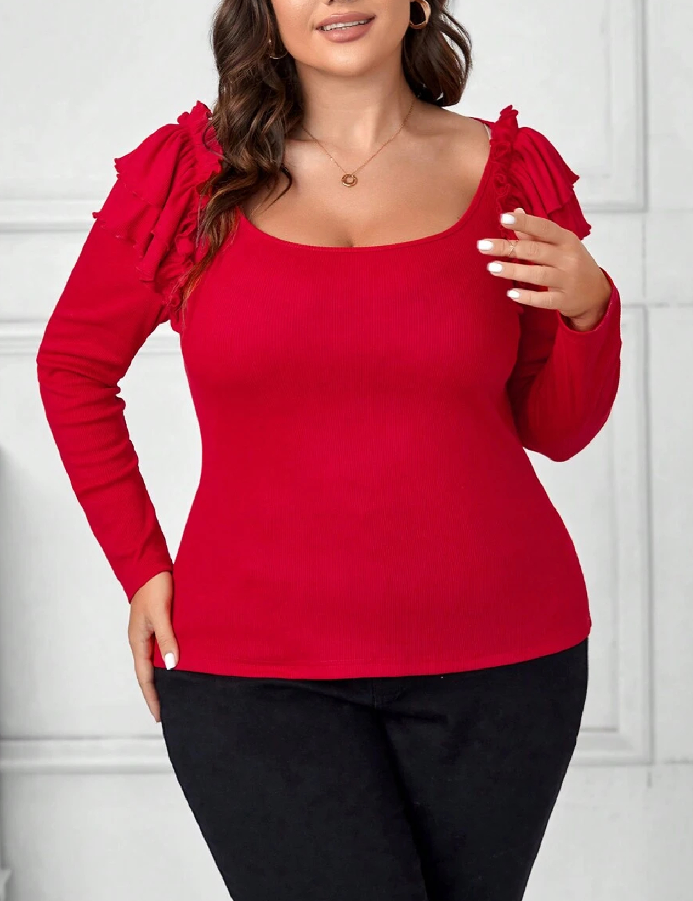 Bluza SHEIN CURVE, rosu - 1 | YEO