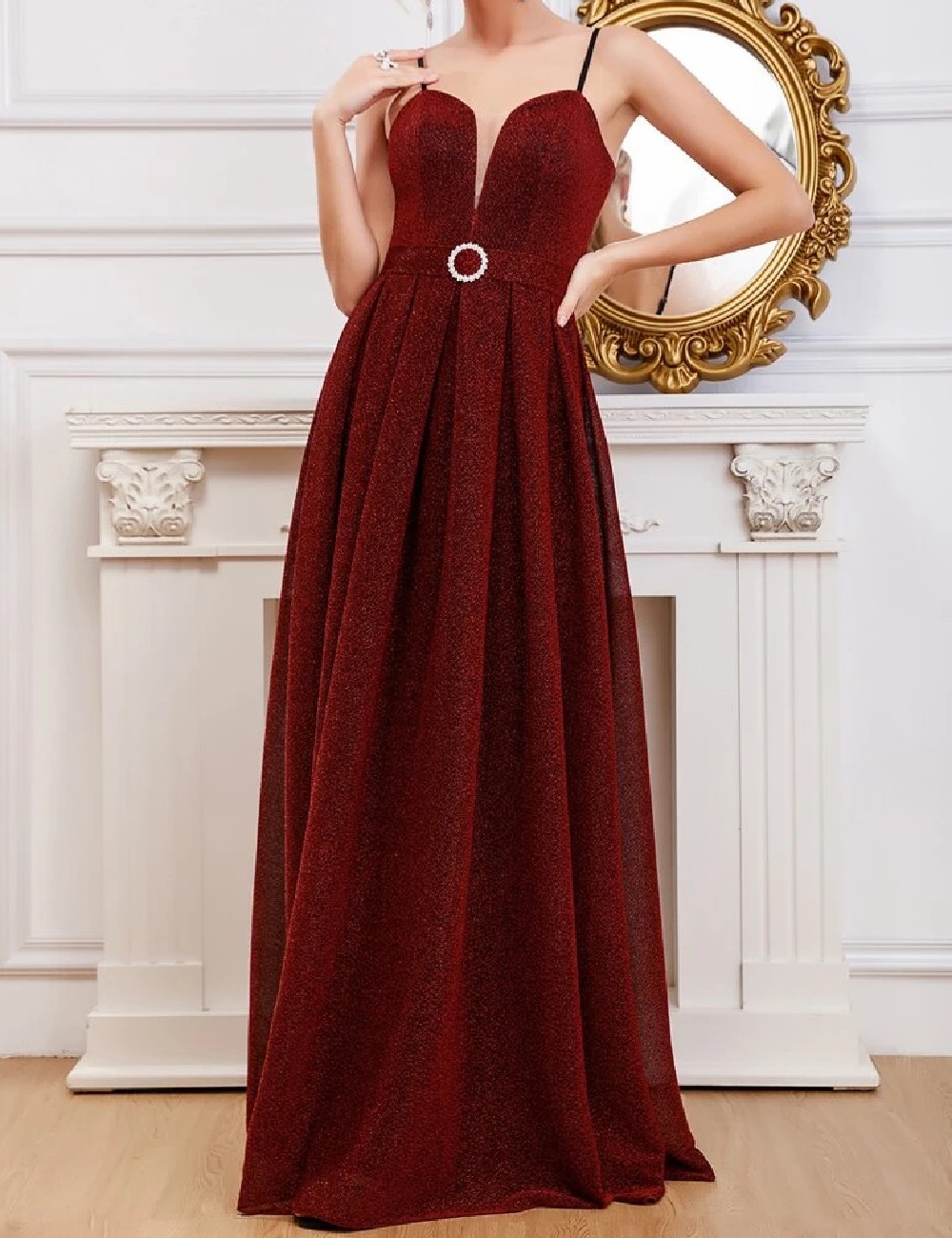 Rochie lunga Mgiacy, rosu - 1 | YEO