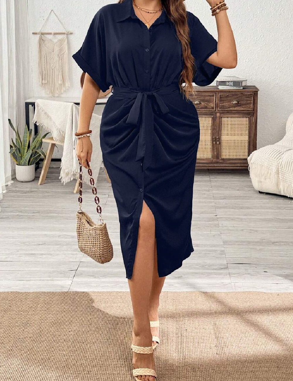 Rochie medie SHEIN CURVE, albastru