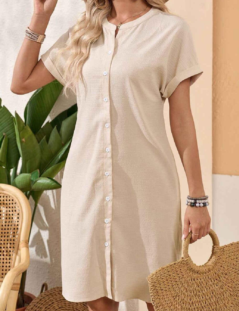 Rochie scurta Emery Rose, crem