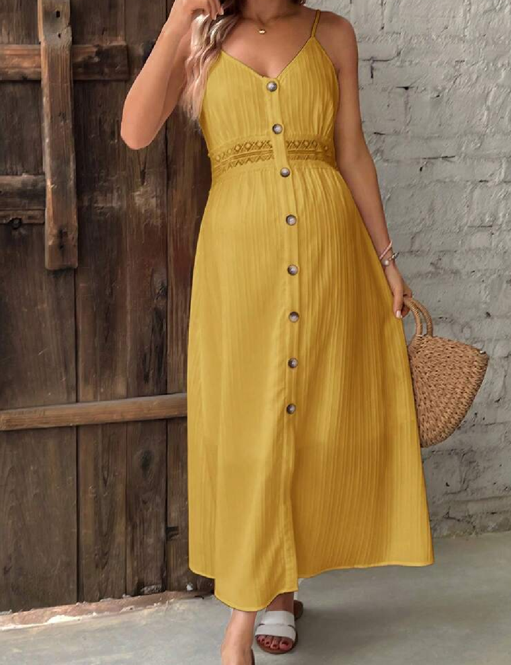 Rochie lunga SHEIN Maternity, galben