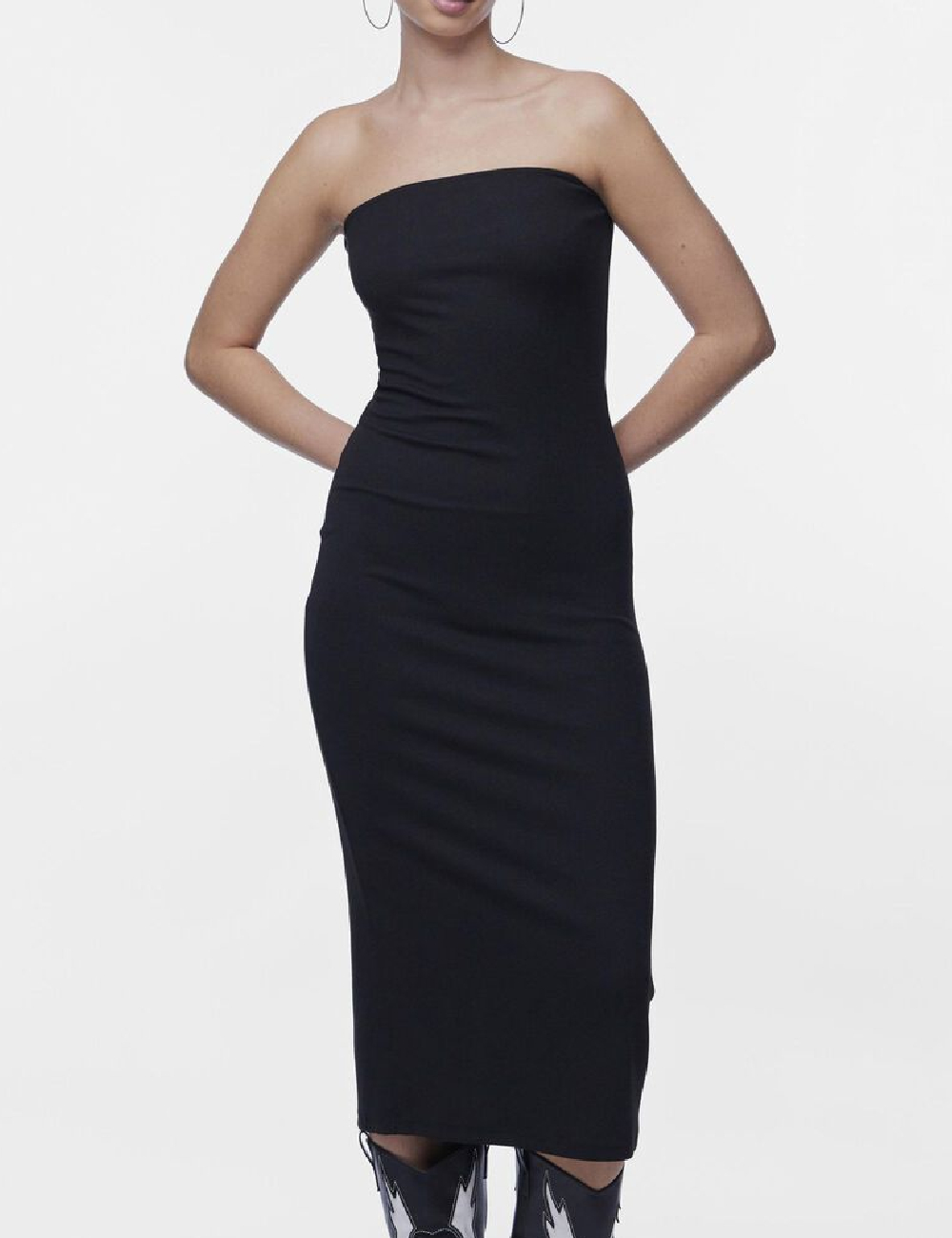 Rochie medie Pieces, negru