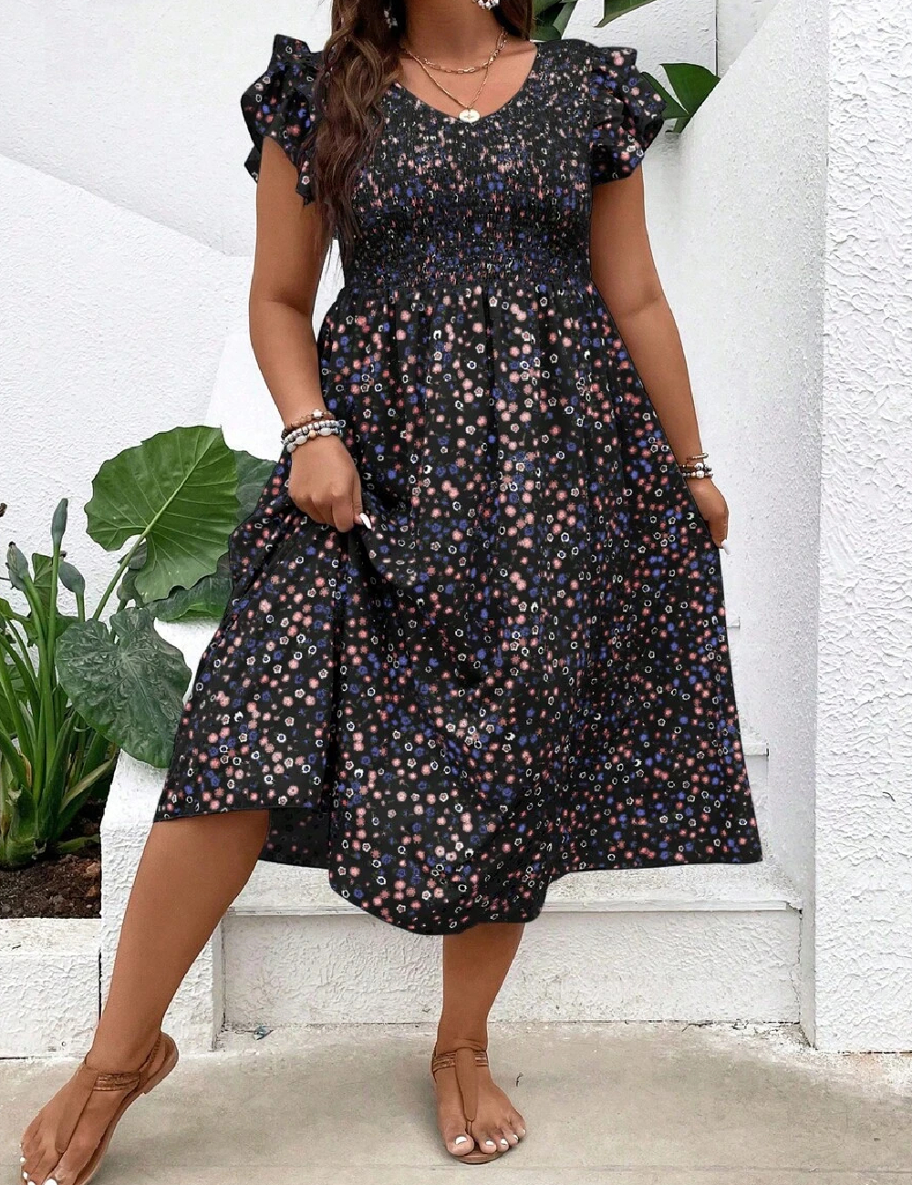Rochie medie SHEIN CURVE, negru - 1 | YEO
