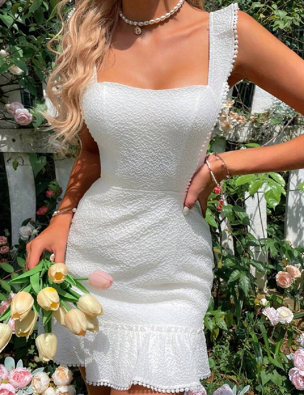 Rochie scurta SHEIN, alb - 1 | YEO