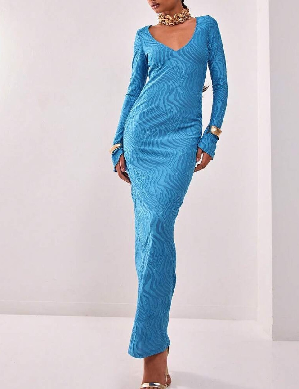 Rochie lunga Musera, albastru - 1 | YEO