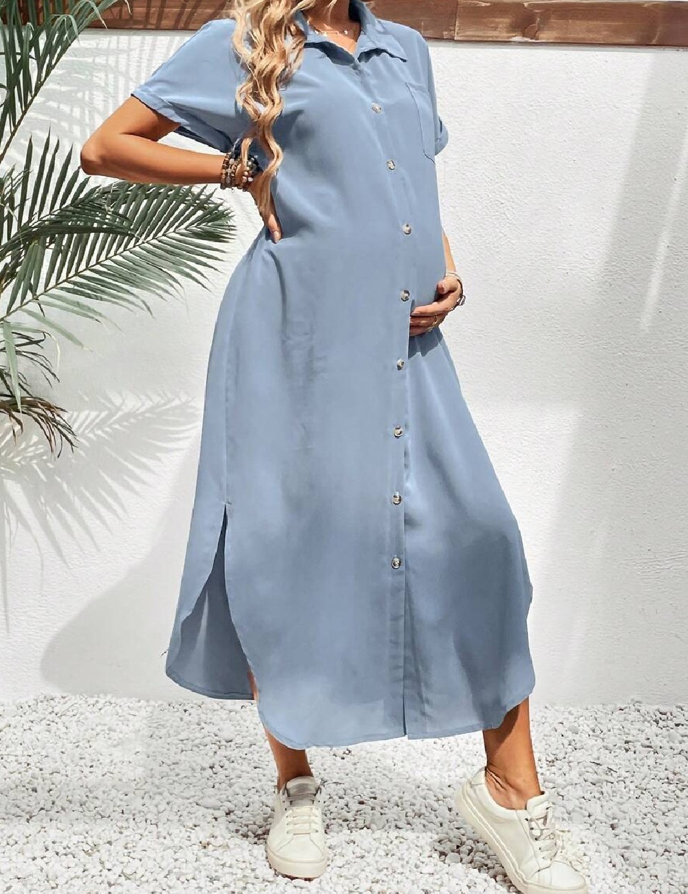 Rochie medie SHEIN Maternity, albastru - 1 | YEO