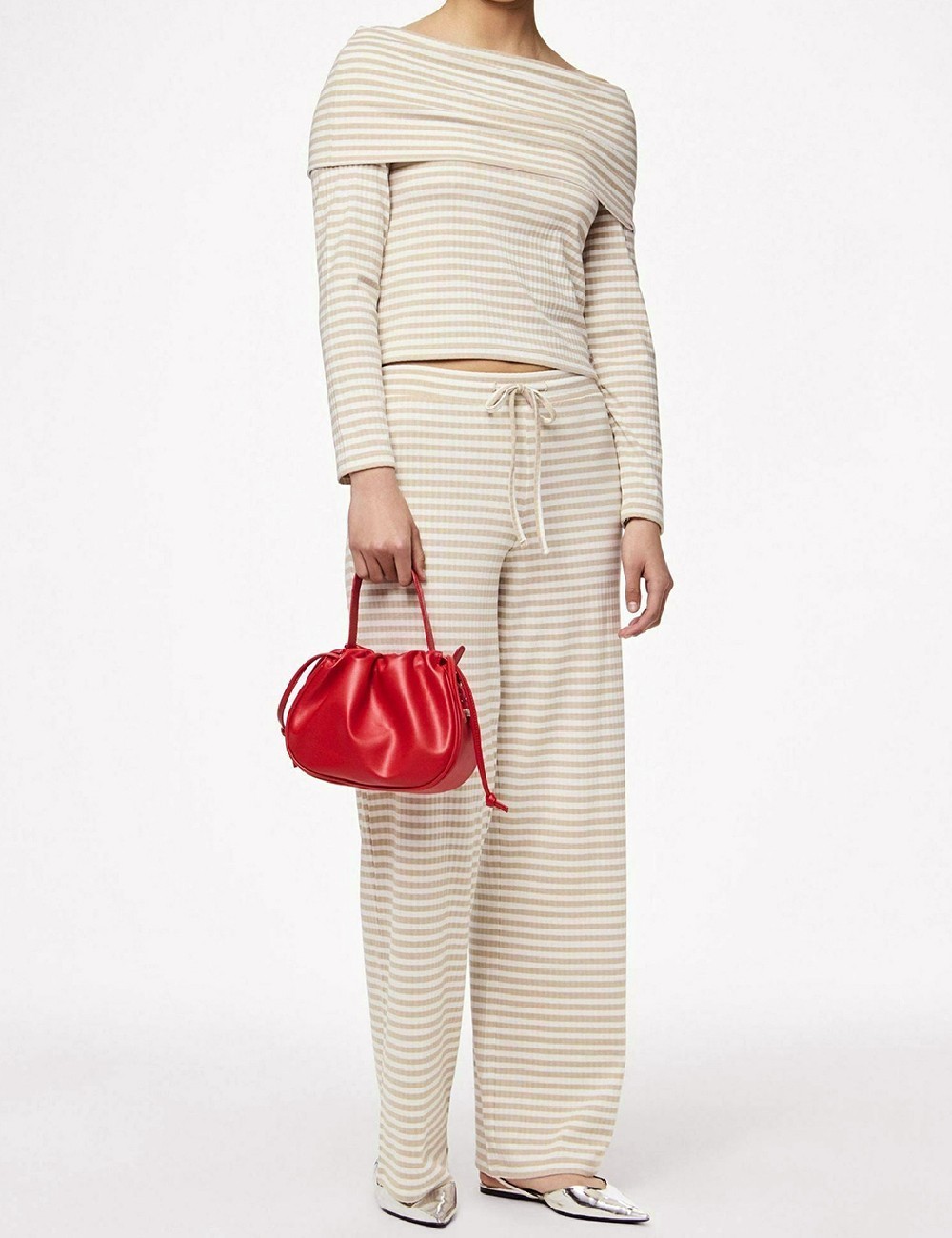 Pantaloni Pieces, crem - 1 | YEO