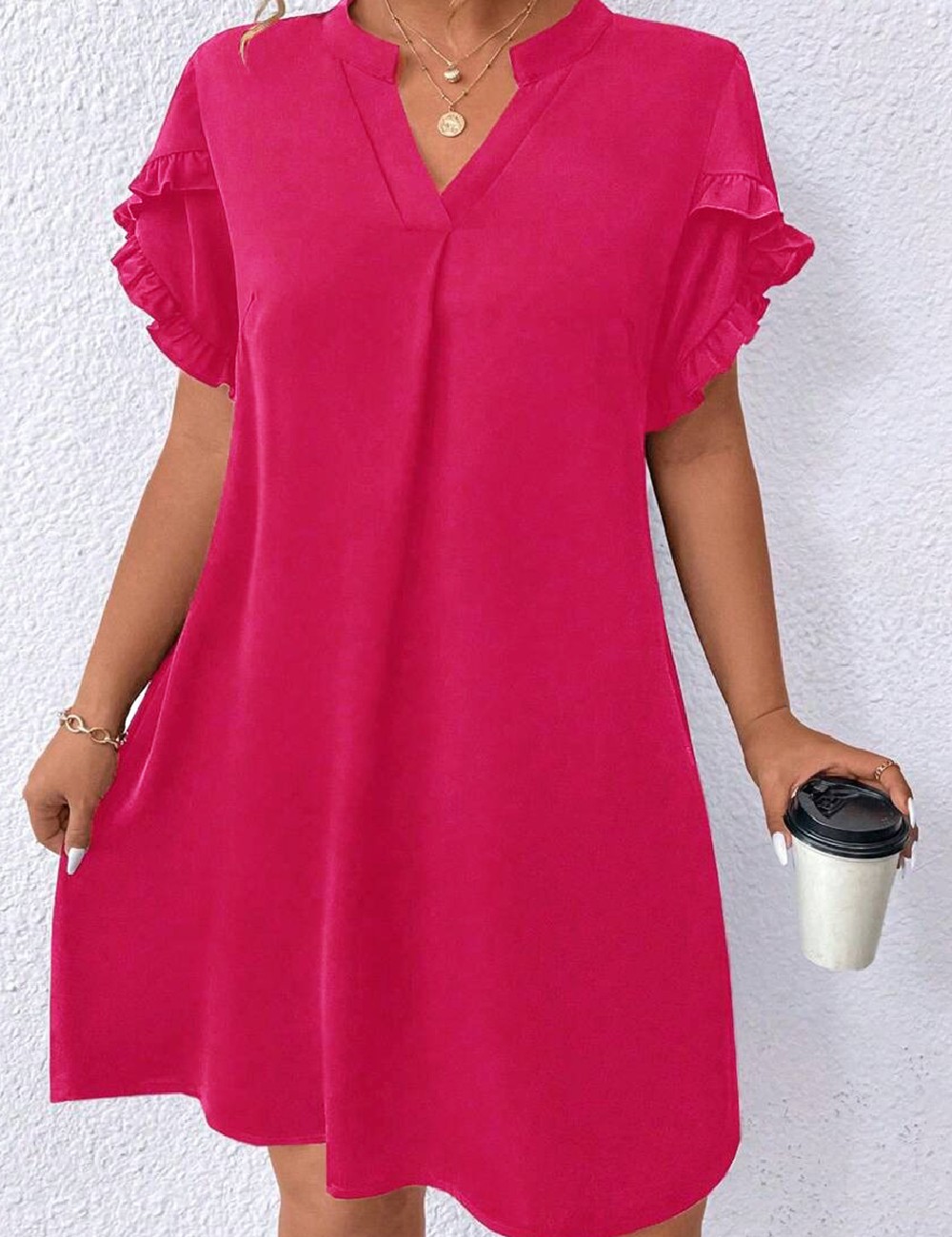 Rochie scurta SHEIN CURVE, roz - 1 | YEO