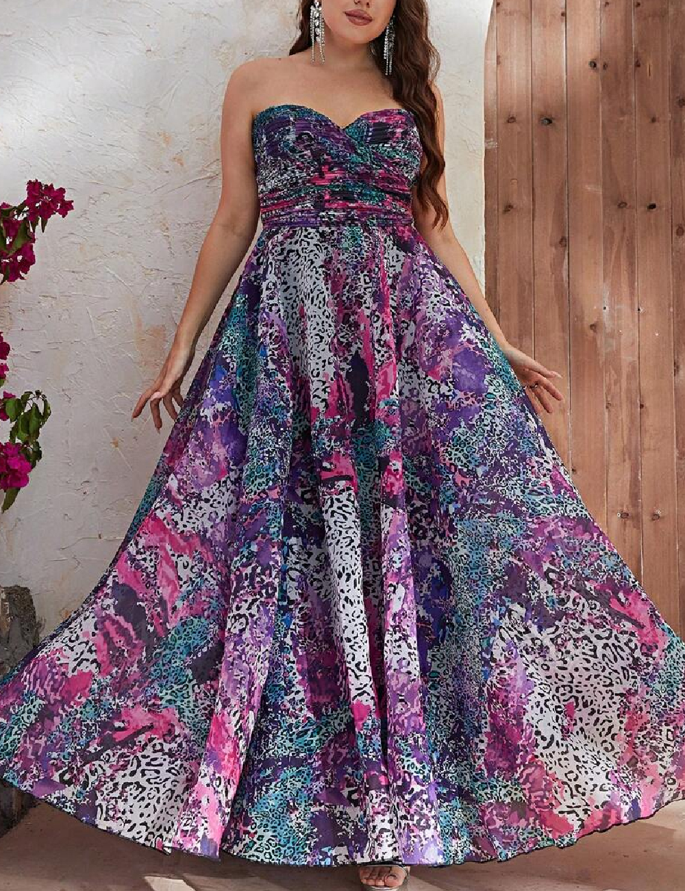 Rochie lunga Giffniseti Plus Size, mix culori