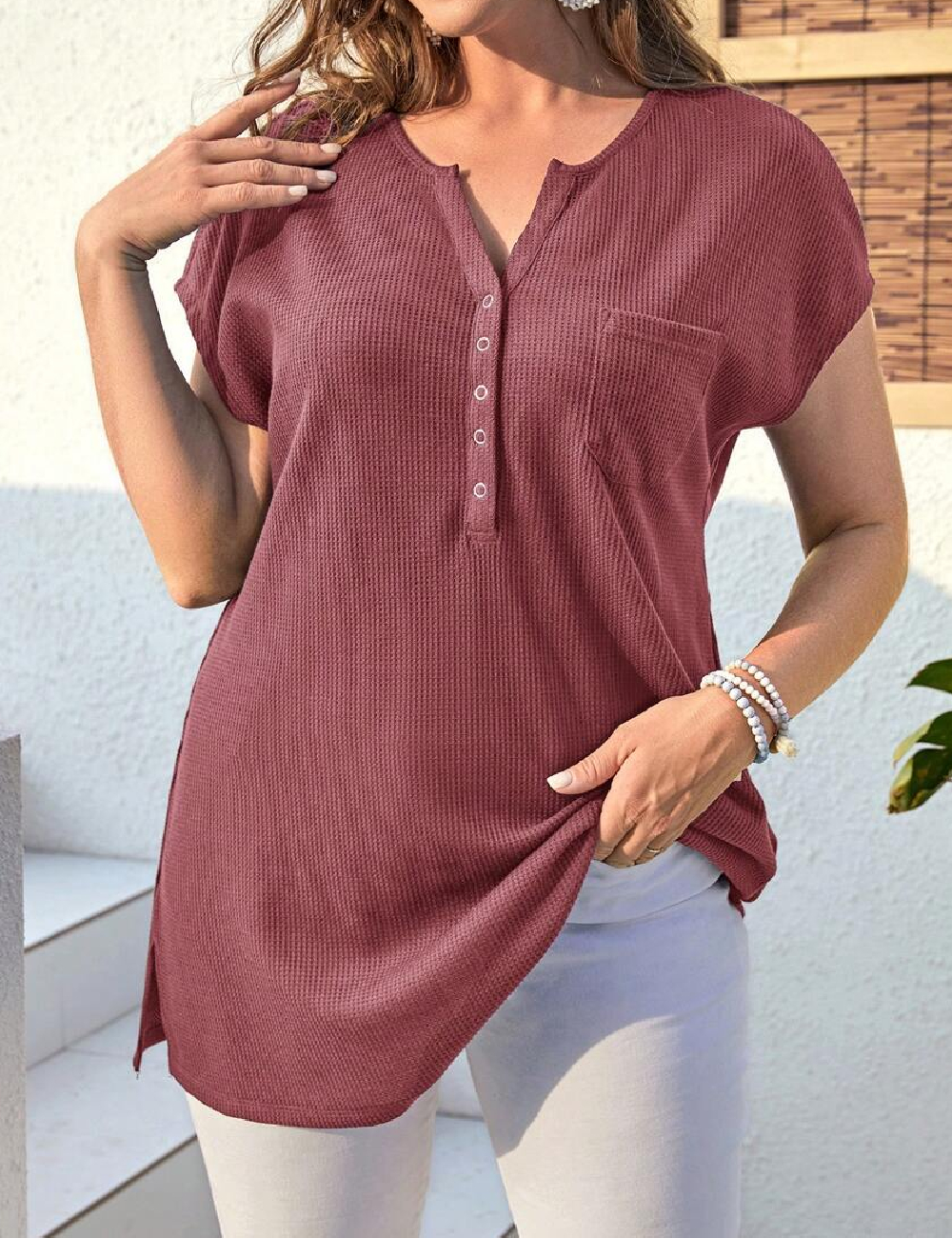 Tricou Emery Rose Curve, roz pudra inchis