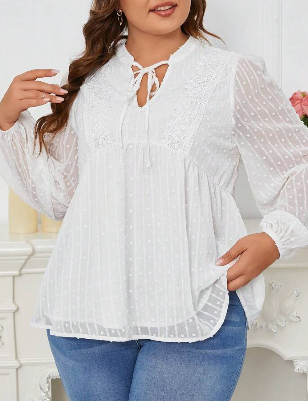 Bluza SHEIN CURVE, alb