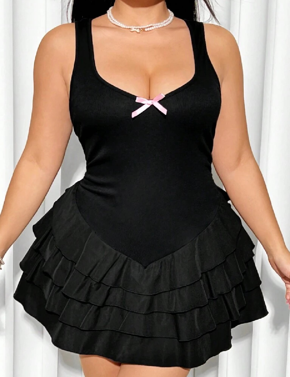 Rochie scurta Plus Size SHEIN CURVE, negru