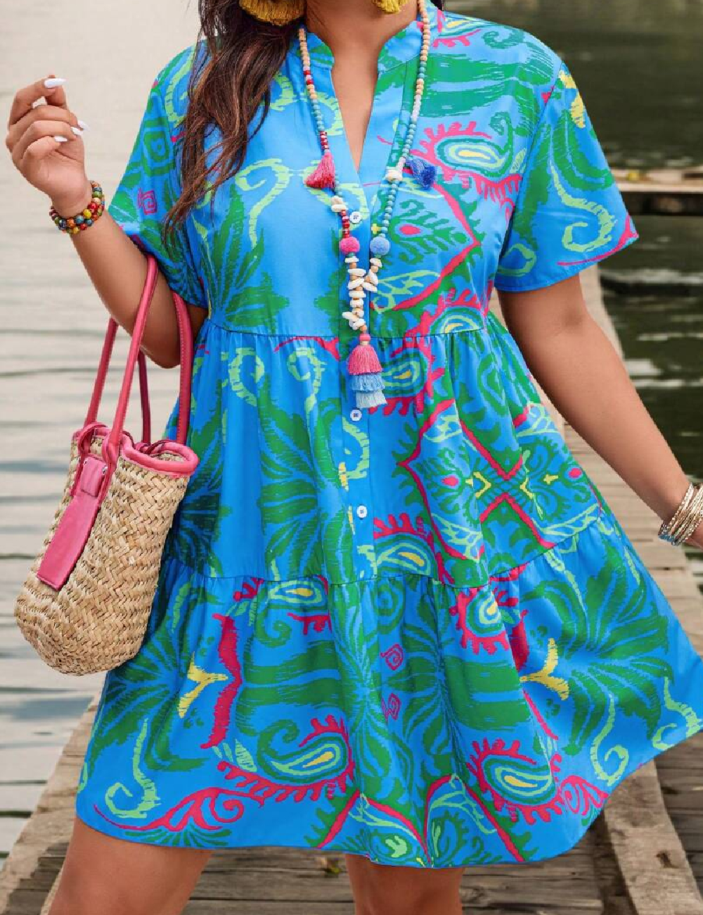 Rochie scurta SHEIN CURVE, albastru - 1 | YEO