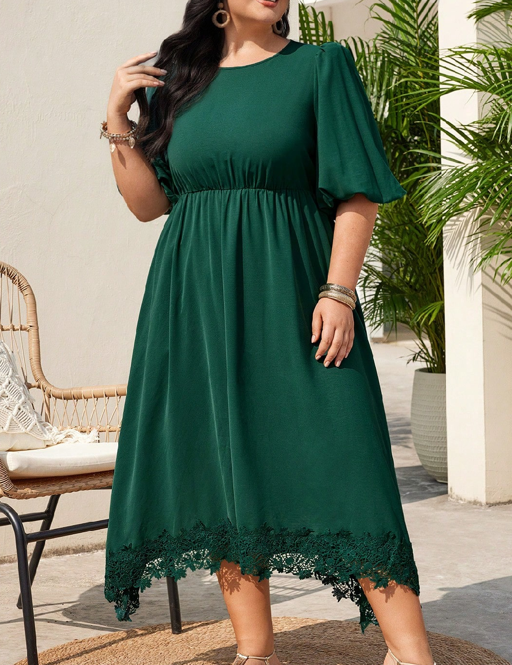 Rochie lunga SHEIN CURVE, verde