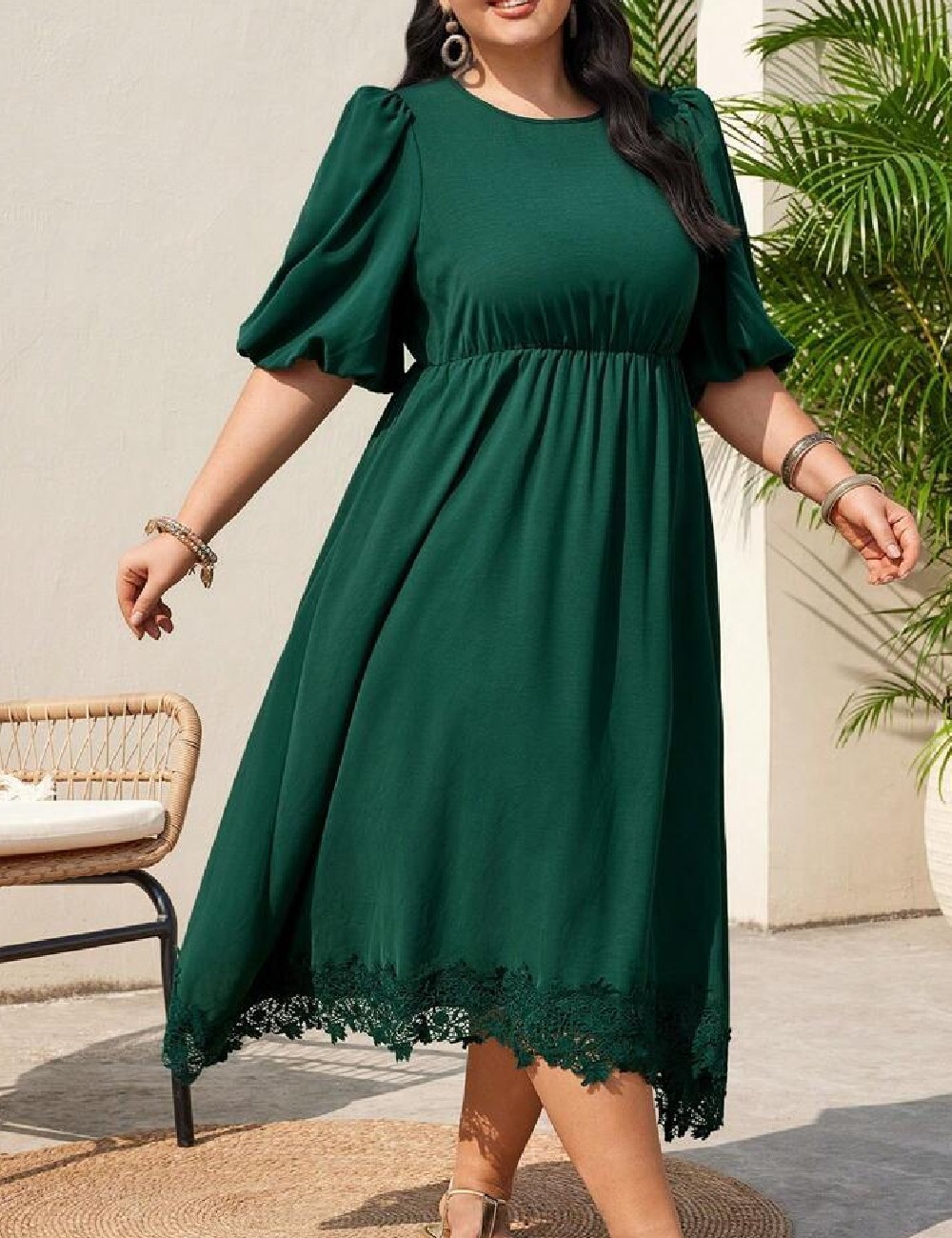 Rochie lunga SHEIN CURVE, verde - 1 | YEO