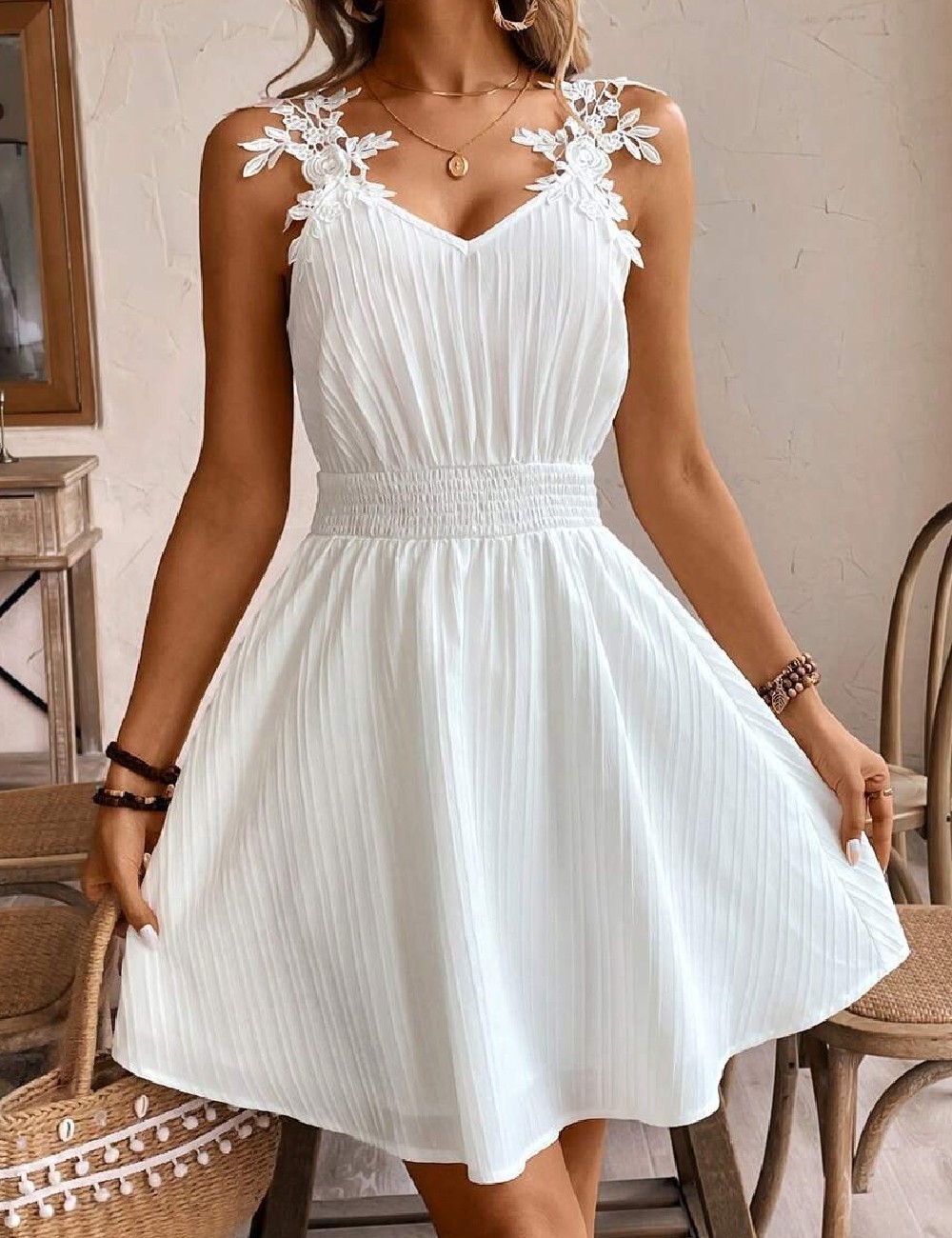 Rochie scurta SHEIN, alb - 1 | YEO