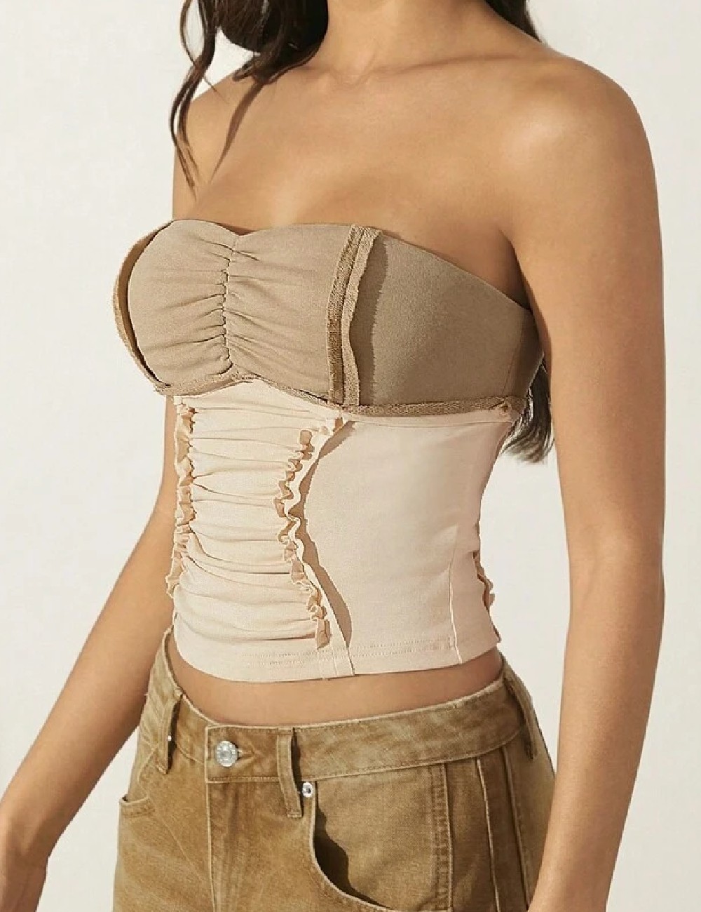Top SHEIN, maro/crem - 1 | YEO