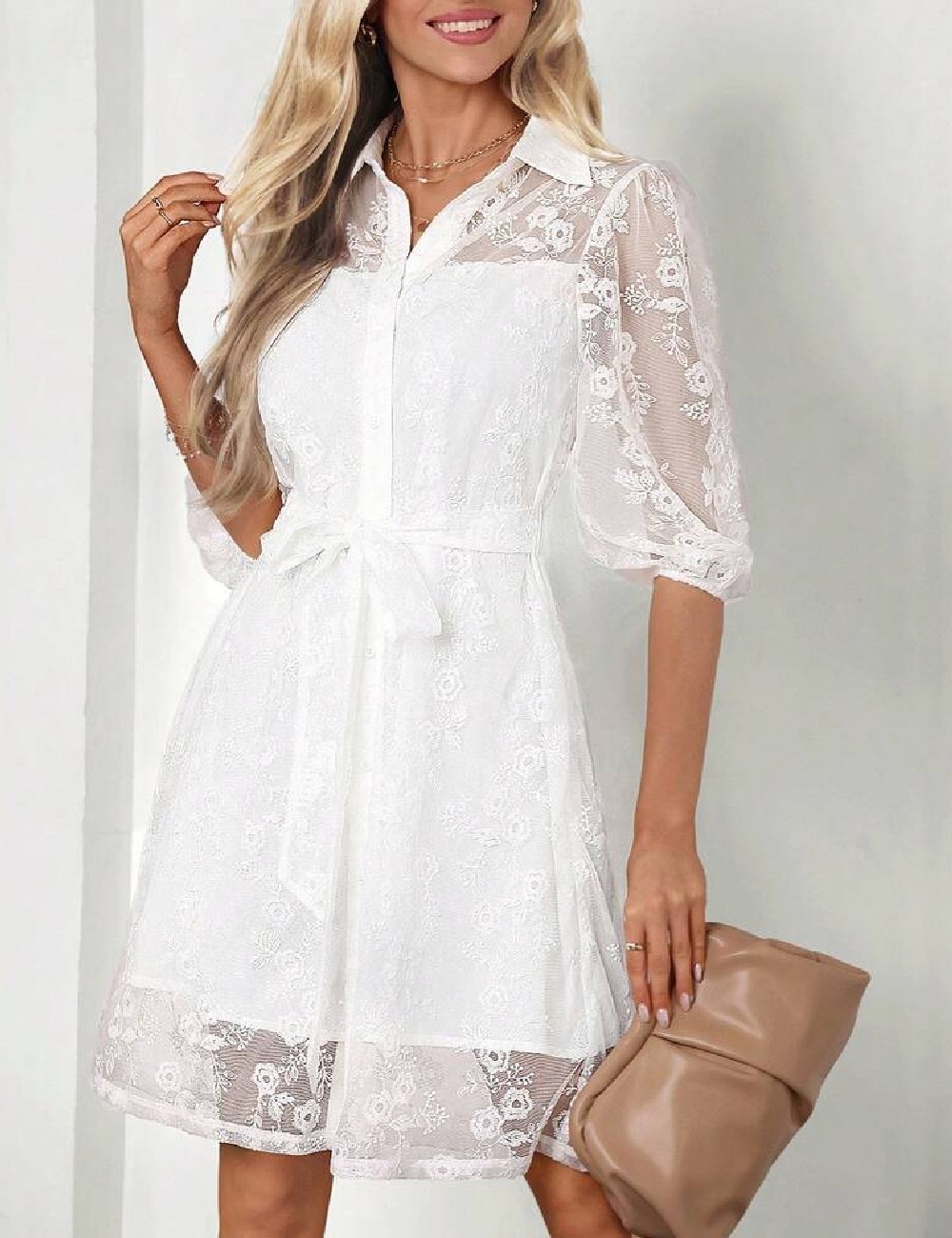 Rochie scurta SHEIN, alb - 1 | YEO