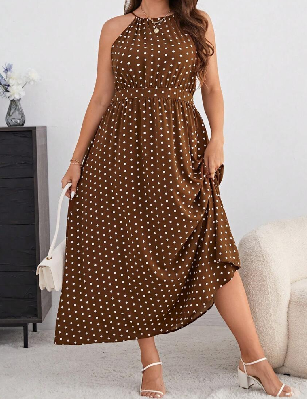 Rochie lunga SHEIN CURVE, maro - 1 | YEO