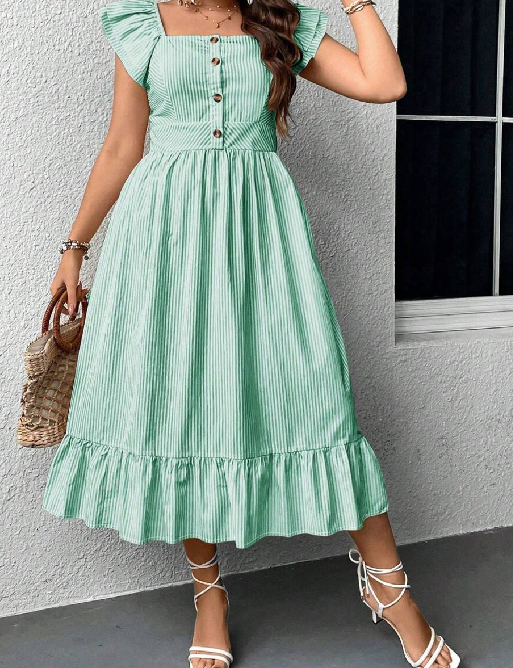 Rochie medie SHEIN CURVE, verde - 1 | YEO