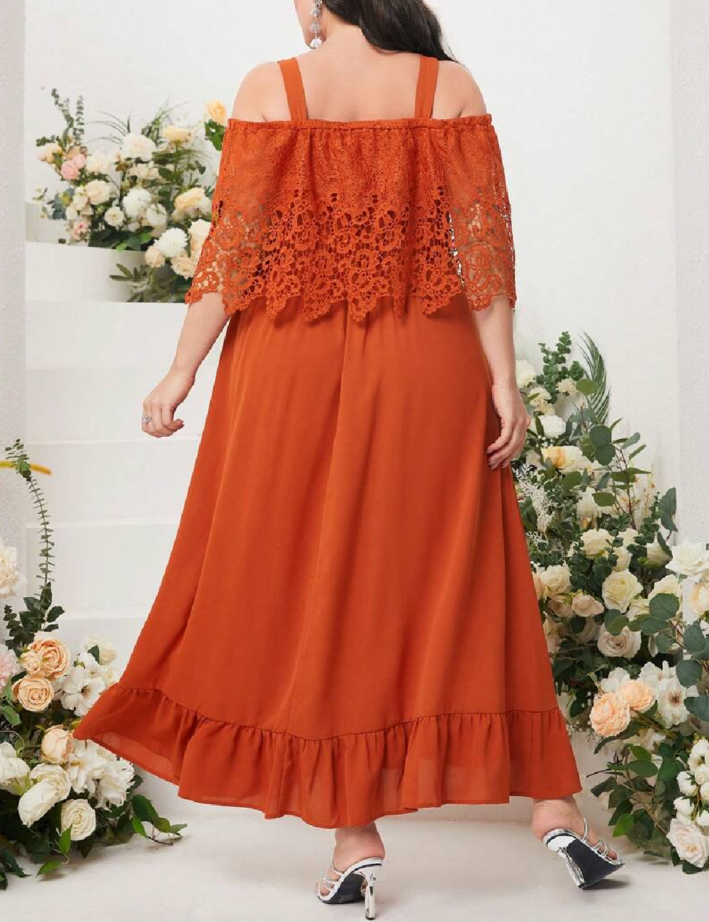 Rochie lunga SHEIN CURVE, portocaliu - 1 | YEO