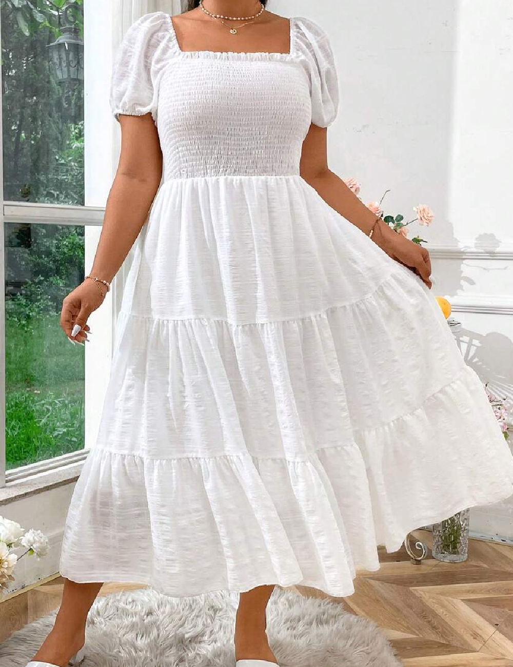 Rochie medie SHEIN CURVE, alb